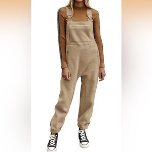 Ebifin Women's Fleece Warm Overalls Winter Loose Casual Jumpsuits with Pockets